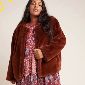 Sanctuary Starry Night brown soft fur jacket 3X